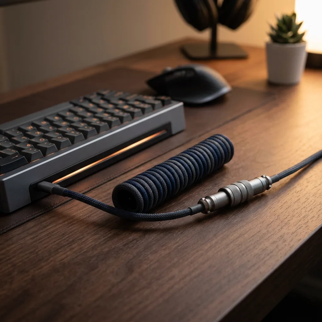 เจาะลึกสายคีย์บอร์ดขด Coiled Aviator Cable: คู่มือเลือกสายแต่งโต๊ะคอมให้สวยพรีเมียม จ่ายไฟนิ่งไม่มีดรอป